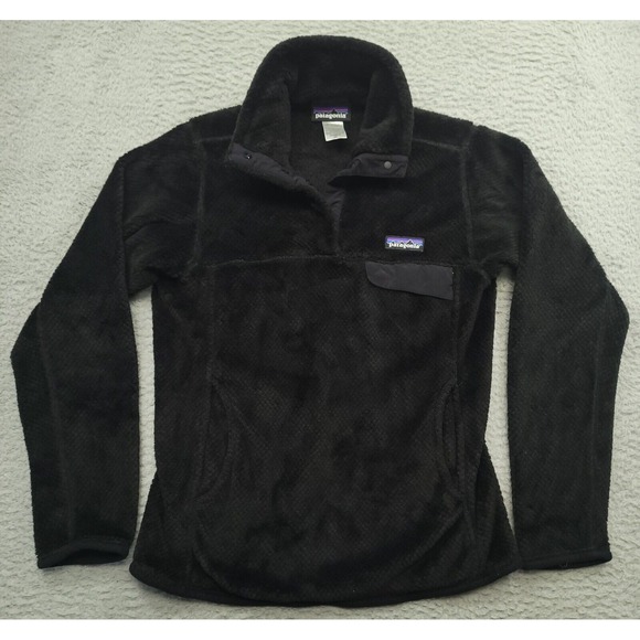 Patagonia Synchilla 1/4 Snap Women's XS Pullover Sweater Black Patch Pocket - Picture 1 of 10